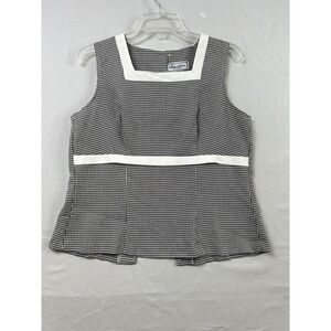 Superstition Sleeveless Blouse Womens 10 Black Gingham Button Vintage Retro Back
